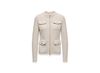 MONCLER Padded Wool Zip-Up Cardigan "White"