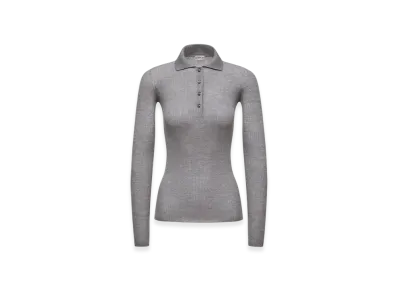 MONCLER Wool Long Sleeve Polo Shirt "Grey"