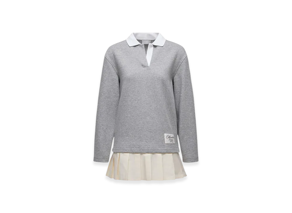 MONCLER Pleated Cotton Blend Polo Dress "Grey"
