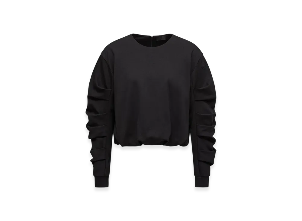 MONCLER Cotton Pleated Sweatshirt "Black"