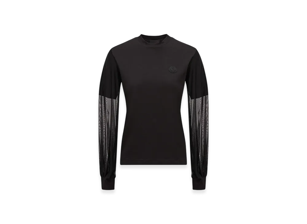 MONCLER Tulle Long Sleeve Top "Black"