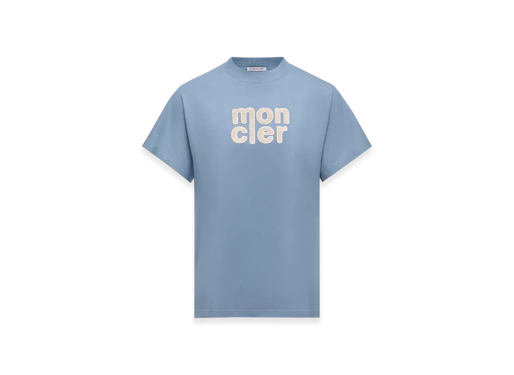 MONCLER Teddy Logo Cotton T-Shirt "Blue"