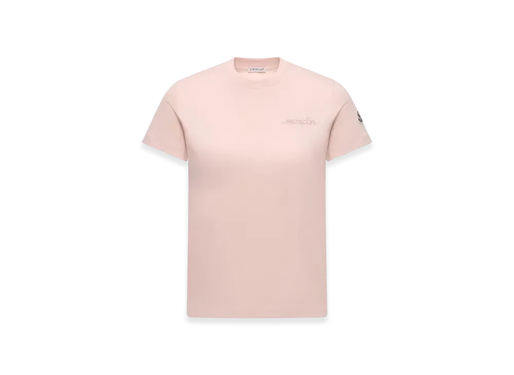 MONCLER Beaded Logo Cotton T-Shirt "Pink"