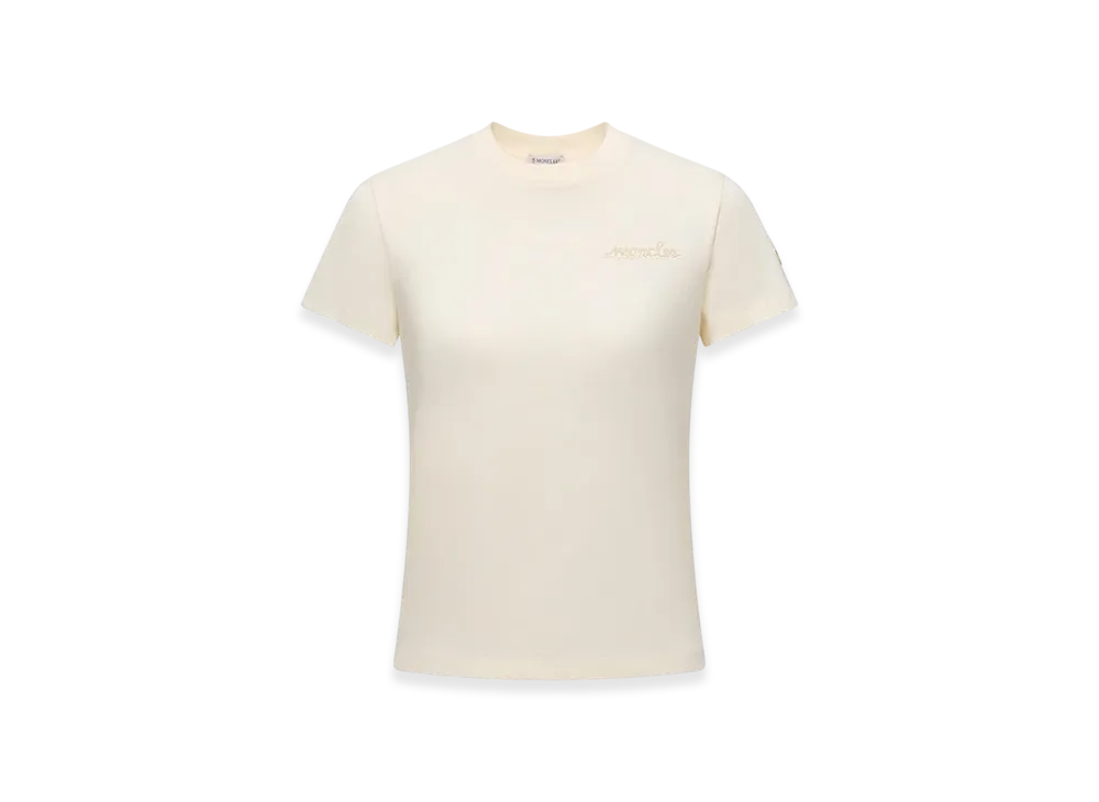 MONCLER Beaded Logo Cotton T-Shirt "White"