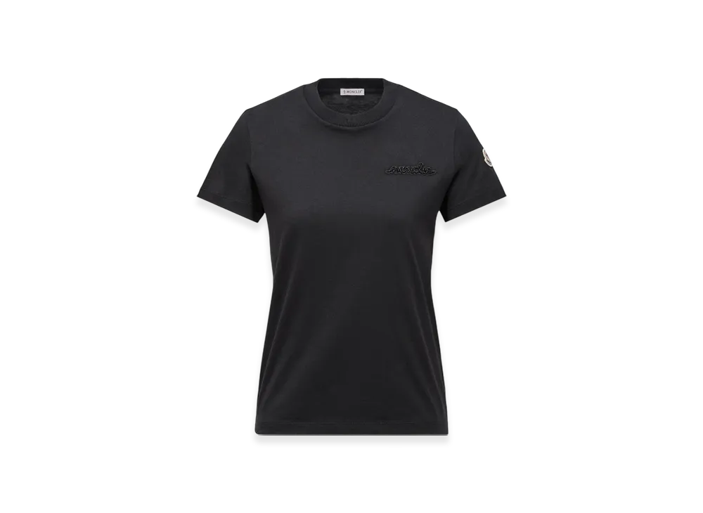 MONCLER Beaded Logo Cotton T-Shirt "Black"