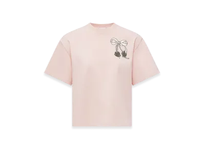 MONCLER Embroidered Cherry Logo Cotton T-Shirt "Pink"
