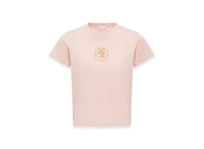 MONCLER Embroidered Heart Logo Cotton T-Shirt "Pink"