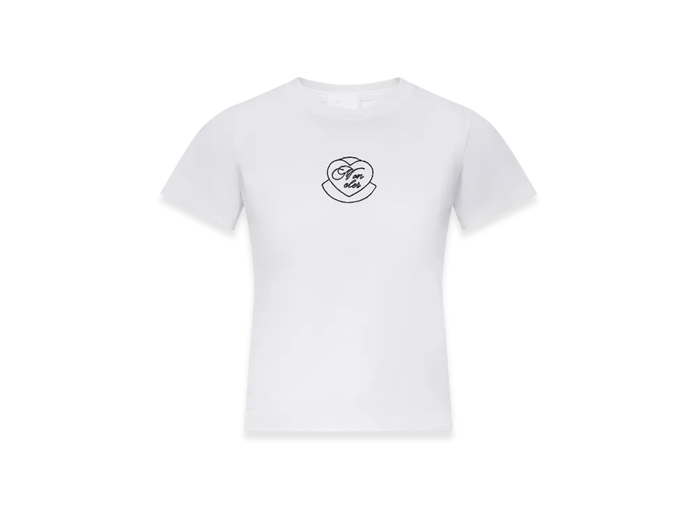 MONCLER Embroidered Heart Logo Cotton T-Shirt "Black"