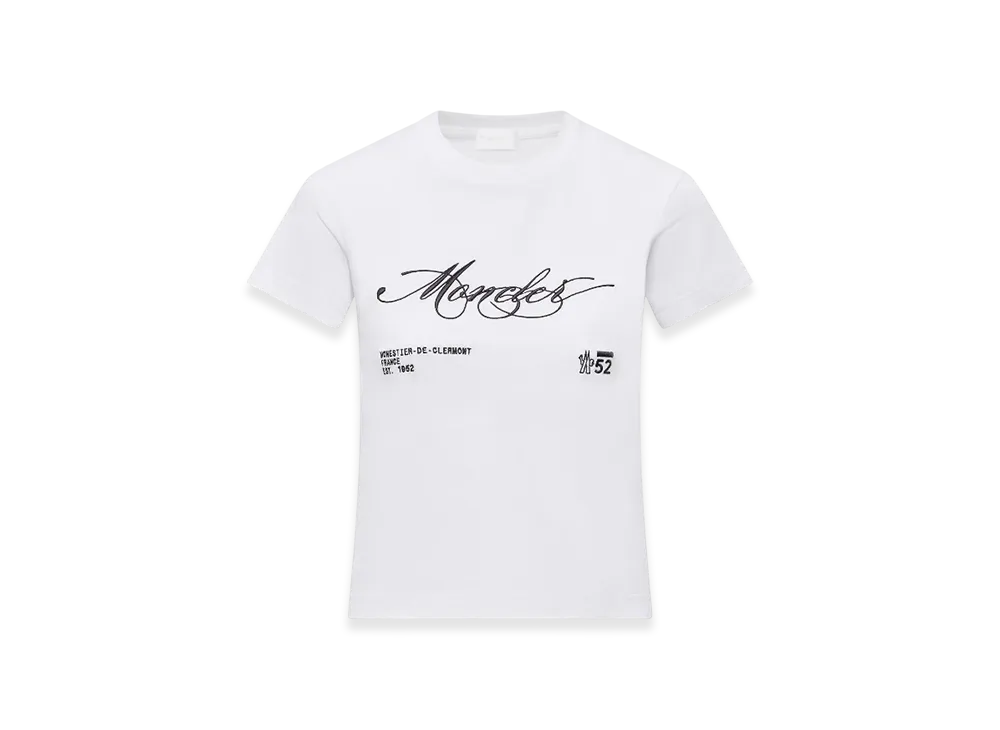 MONCLER Embroidered Cursive Logo Cotton T-Shirt "Black"