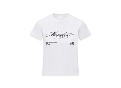 MONCLER Embroidered Cursive Logo Cotton T-Shirt "Black"