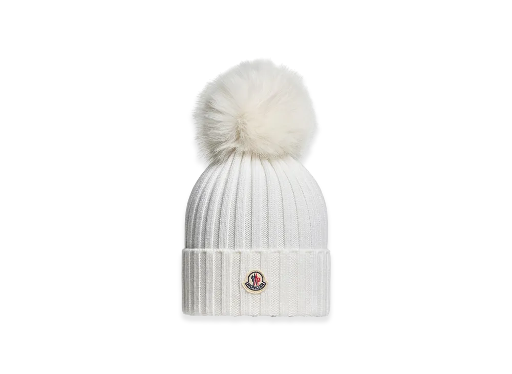 MONCLER Wool Beanie with Pom Pom "White"