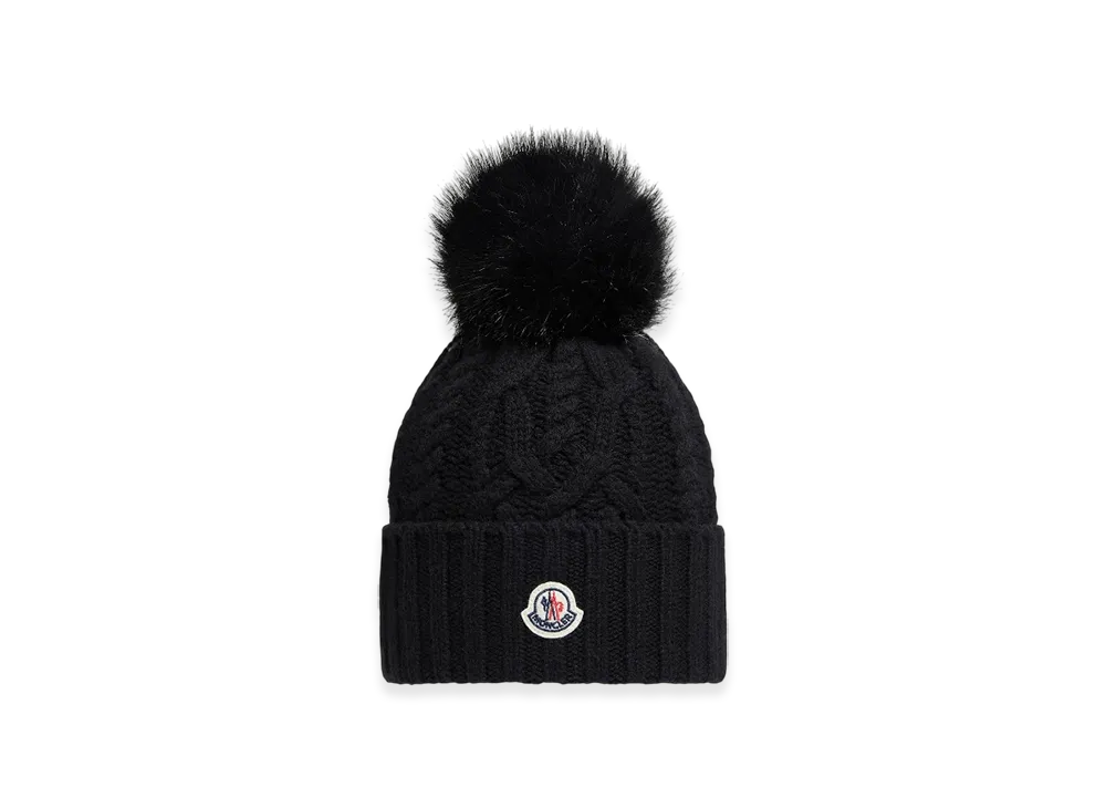 MONCLER Cashmere Blend Beanie with Pom Pom "Black"
