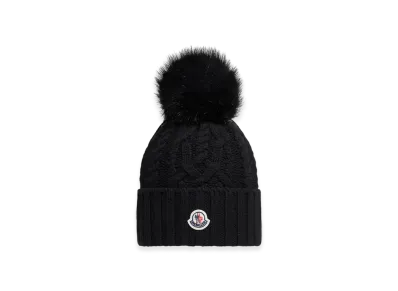 MONCLER Cashmere Blend Beanie with Pom Pom "Black"