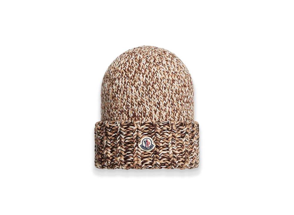 MONCLER Mouline Wool Blend Beanie "Brown"