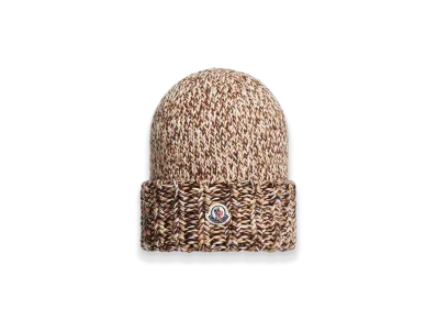 MONCLER Mouline Wool Blend Beanie "Brown"