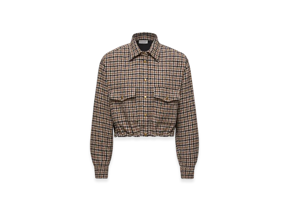 MONCLER Check Wool Blend Long Sleeve Shirt "Brown"