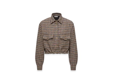 MONCLER Check Wool Blend Long Sleeve Shirt "Brown"