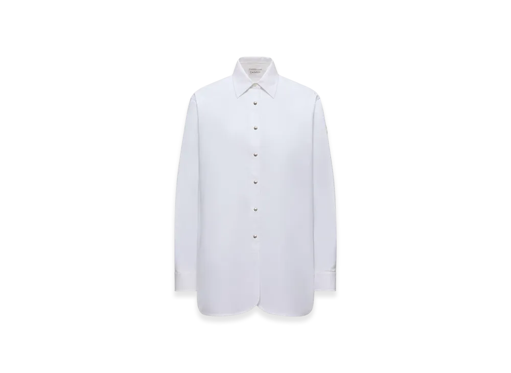 MONCLER Oxford Cotton Long Sleeve Shirt "White"