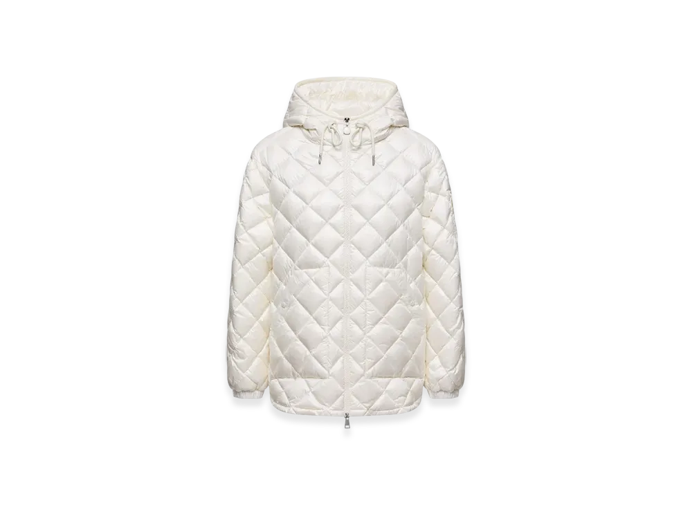 MONCLER Diamond-Quilted Hooded Short Down Jacket "White"