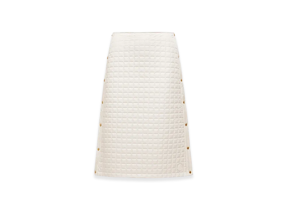 MONCLER Square-Quilted Padded Midi Skirt "White"