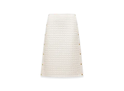 MONCLER Square-Quilted Padded Midi Skirt "White"