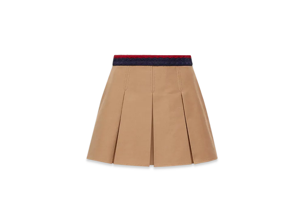 MONCLER Cotton Gabardine Pleated Mini Skirt "Beige"