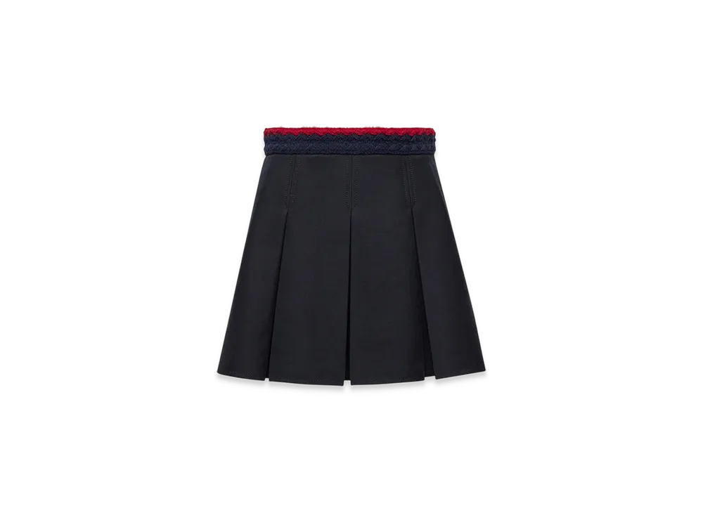 MONCLER Cotton Gabardine Pleated Mini Skirt "Black"