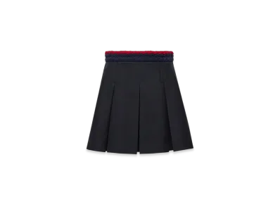 MONCLER Cotton Gabardine Pleated Mini Skirt "Black"