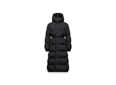MONCLER Chamer Wool-Trimmed Hooded Long Down Jacket "Black"
