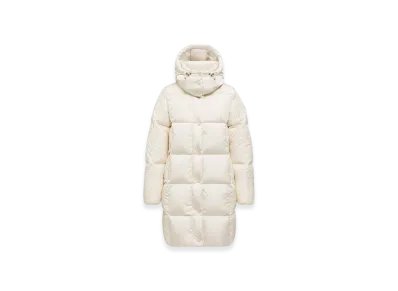 MONCLER Litte Square-Quilted Hooded Long Down Jacket "White"