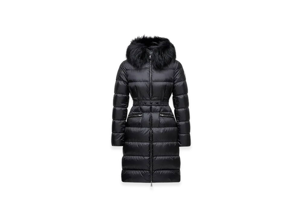 MONCLER Boedic Hooded Shearling-Trimmed Long Down Jacket "Black"