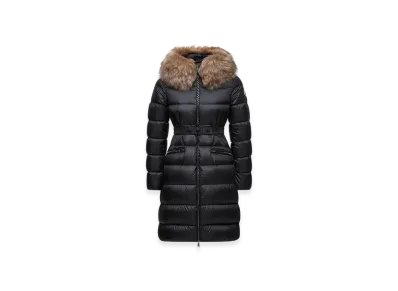 MONCLER Boedic Hooded Shearling-Trimmed Long Down Jacket "Black"