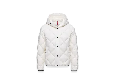 MONCLER Arvouin Hooded Diamond-Quilted Short Down Jacket "White"