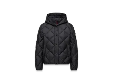 MONCLER Arvouin Hooded Diamond-Quilted Short Down Jacket "Black"