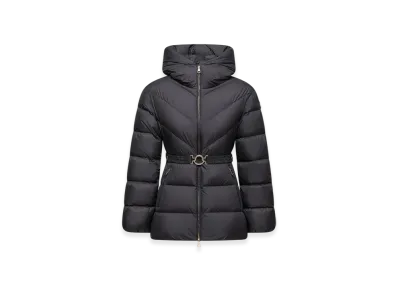 MONCLER Brosse Diagonal-Quilted Hooded Short Down Jacket "Black"