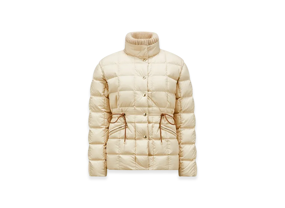 MONCLER Antigone Leather-Trimmed Short Down Jacket "Beige"