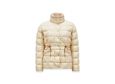 MONCLER Antigone Leather-Trimmed Short Down Jacket "Beige"