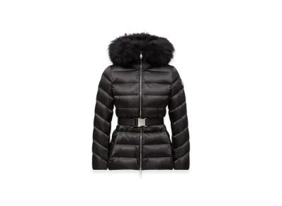 MONCLER Cupidone Hooded Shearling-Trimmed Short Down Jacket "Black"