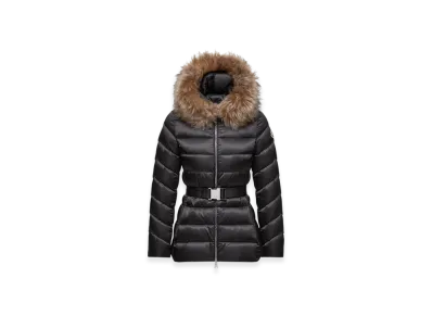 MONCLER Cupidone Hooded Shearling-Trimmed Short Down Jacket "Black"