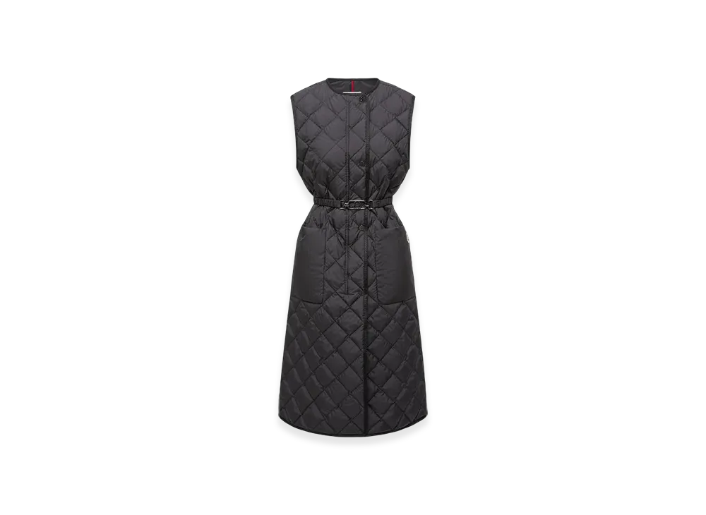 MONCLER Butor Diamond-Quilted Long Down Gilet "Black"