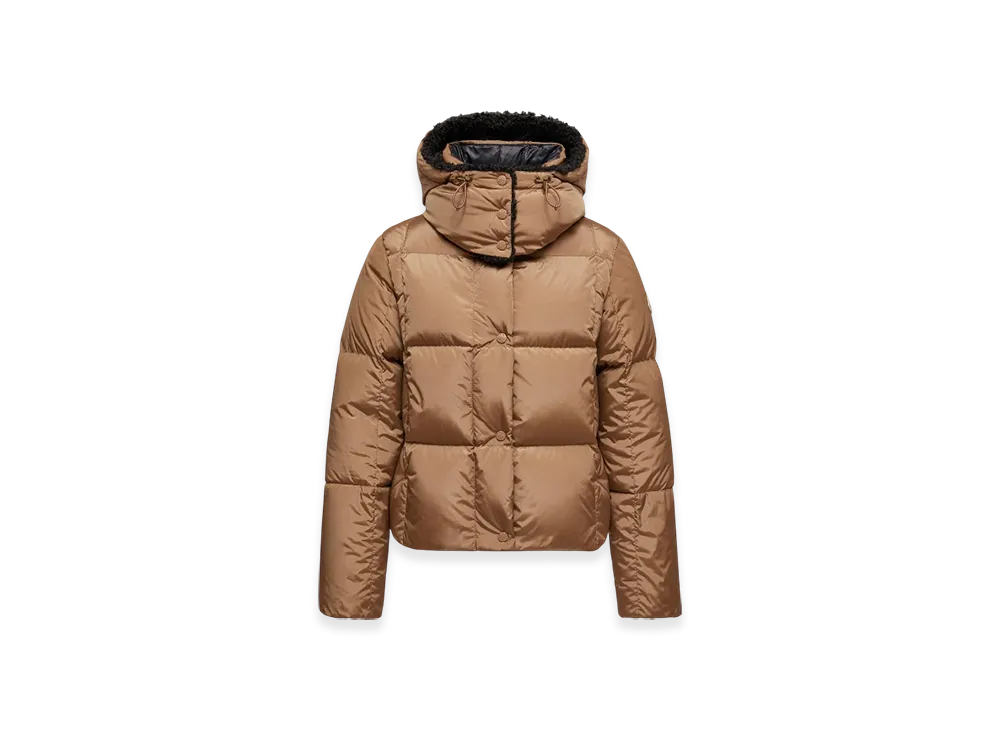 MONCLER Castelnou Square-Quilted Hooded Short Down Jacket "Beige"