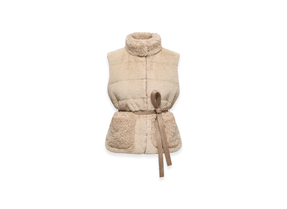 MONCLER Joui Teddy Down Gilet "Light Beige"