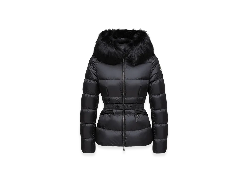 MONCLER Boed Hooded Shearling-Trimmed Short Down Jacket "Black"