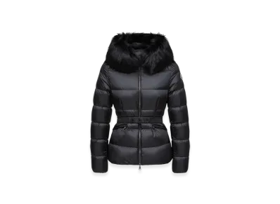 MONCLER Boed Hooded Shearling-Trimmed Short Down Jacket "Black"