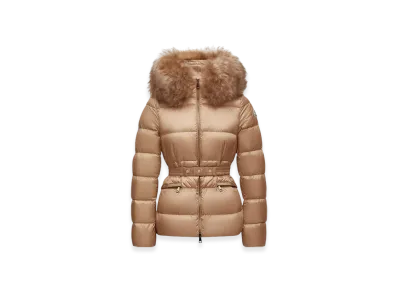 MONCLER Boed Hooded Shearling-Trimmed Short Down Jacket "Beige"