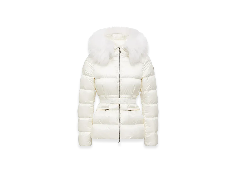 MONCLER Boed Hooded Shearling-Trimmed Short Down Jacket "White"