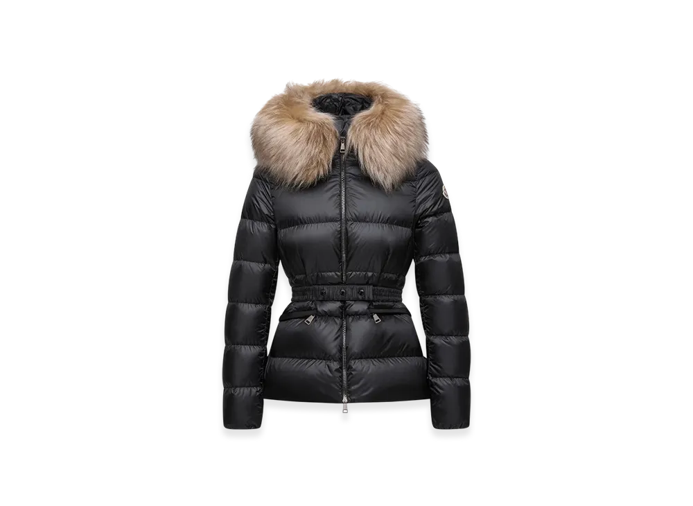 MONCLER Boed Hooded Shearling-Trimmed Short Down Jacket "Black"