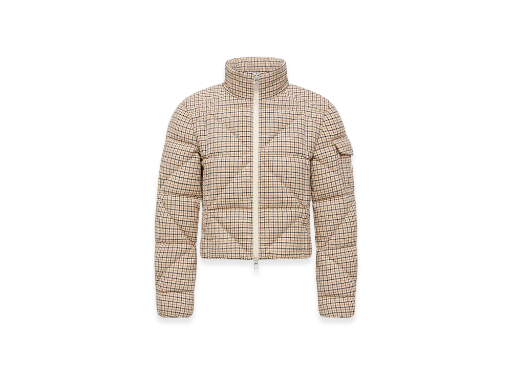 MONCLER Keros Diamond-Quilted Wool Blend Short Down Jacket "Beige"