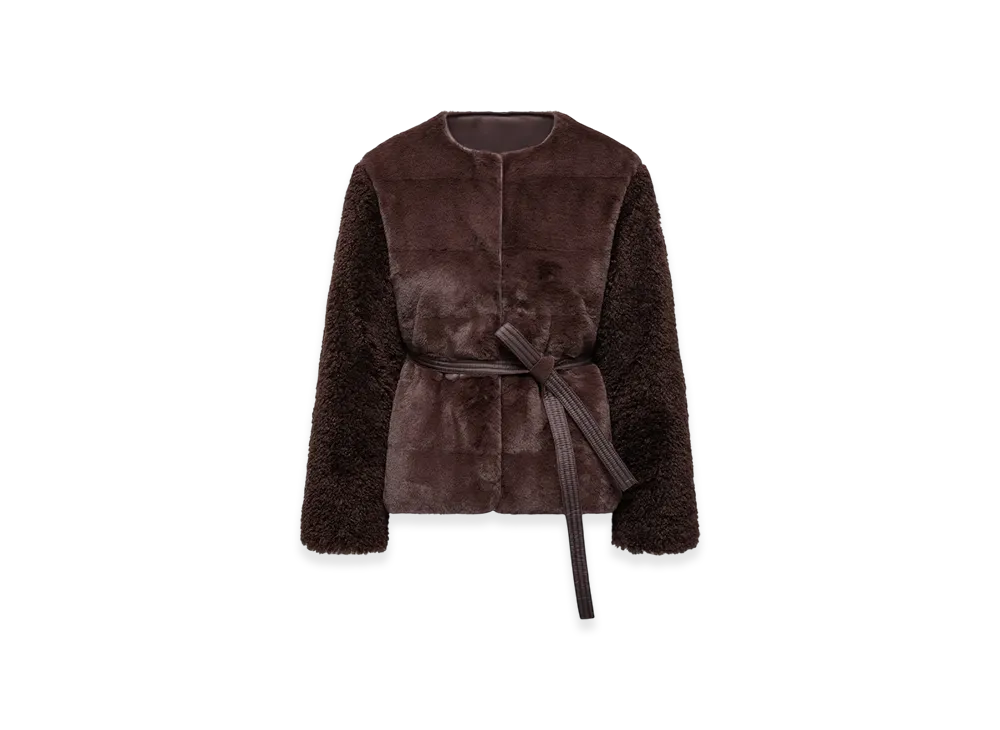 MONCLER Jouillat Teddy Short Down Jacket "Dark Brown"