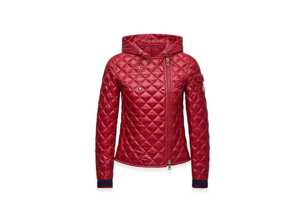 MONCLER Corbelin Diamond-Quilted Hooded Short Down Jacket "Red"